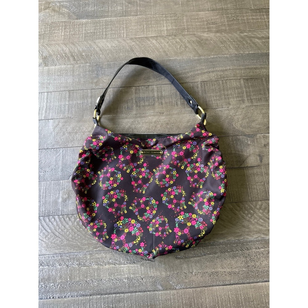 Betsey Johnson colorful floral happy skull‎ pattern hobo bag